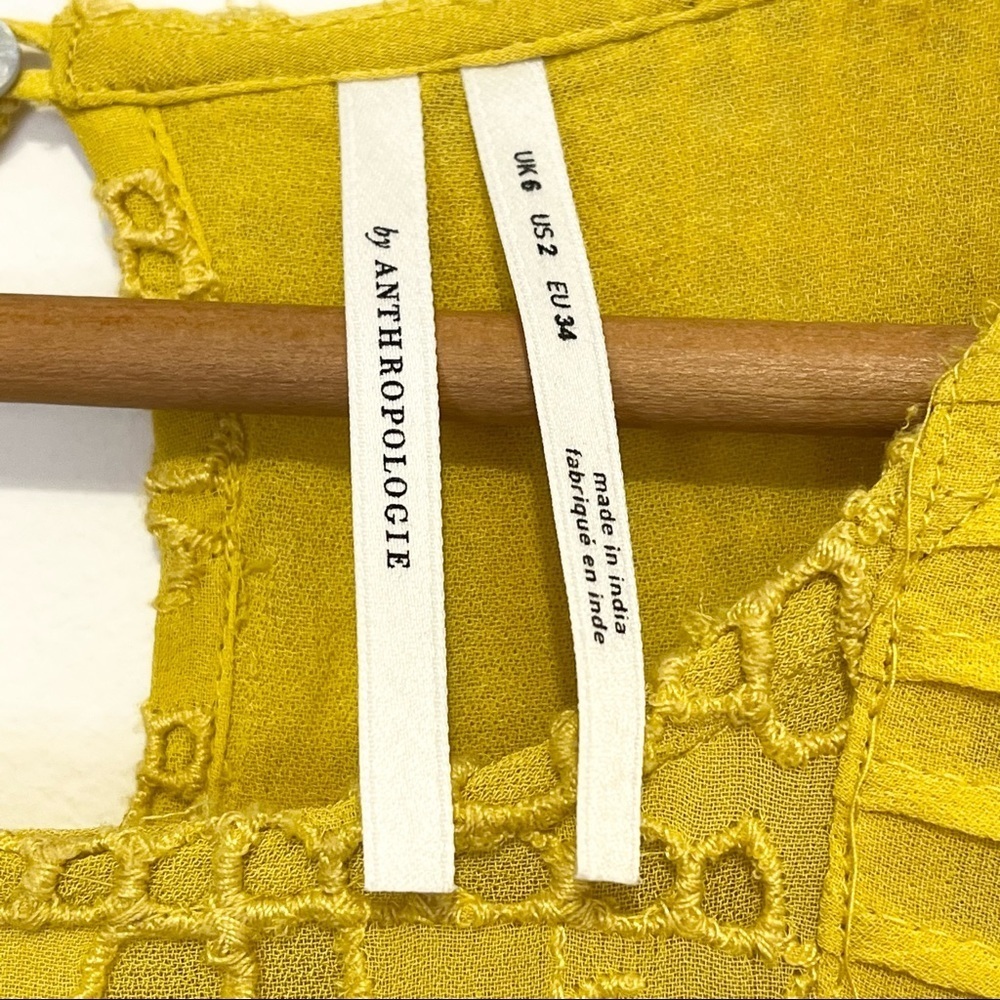 Anthropologie Yellow Clementine Blouse Womens US Size 2 - Picture 13 of 16
